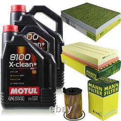 10L Inspection Set Kit Motul 8100 X-Clean +5W-30 Engine Oil Mann 11382759