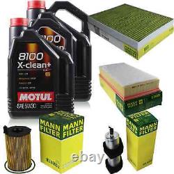 10L Inspection Set Kit Motul 8100 X-Clean +5W-30 Engine Oil Mann 11382768