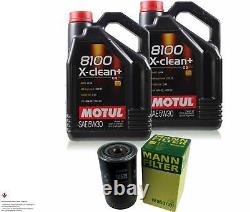 10L Inspection Set Kit Motul 8100 X-Clean +5W-30 Engine Oil Mann 11382814