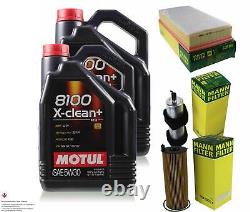 10L Inspection Set Kit Motul 8100 X-Clean +5W-30 Engine Oil Mann 11383321