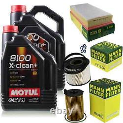 10L Inspection Set Kit Motul 8100 X-Clean +5W-30 Engine Oil Mann 11383328