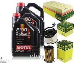 10L Inspection Set Kit Motul 8100 X-Clean +5W-30 Engine Oil Mann 11383329