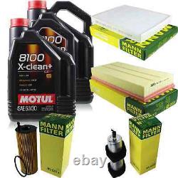 10L Inspection Set Kit Motul 8100 X-Clean +5W-30 Engine Oil Mann 11383399