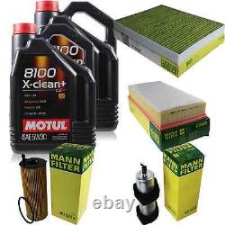 10L Inspection Set Kit Motul 8100 X-Clean +5W-30 Engine Oil Mann 11383402