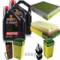 10L Inspection Set Kit Motul 8100 X-Clean +5W-30 Engine Oil Mann 11383403