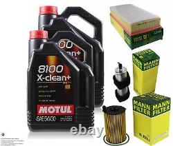 10L Inspection Set Kit Motul 8100 X-Clean +5W-30 Motor Oil Mann 11382742