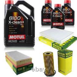 8L Inspection Set Kit Motul 8100 X-Clean +5W-30 Engine Oil Mann 11380435