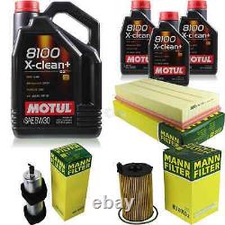 8L Inspection Set Kit Motul 8100 X-Clean +5W-30 Engine Oil Mann 11381371