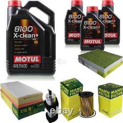 8L Inspection Set Kit Motul 8100 X-Clean +5W-30 Engine Oil Mann 11381394