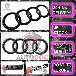 Audi Rs3 Gloss Black Set Kit Rings Front Badge Grid Cover