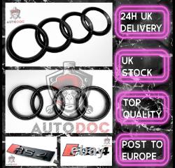 Audi Rs4 Gloss Black Set Kit Of Rings Before Badge Grid Boot LID Trunk Emblem