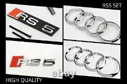Audi Rs5 Chrome Set Kit Rings Front Badge Grid Lock Cover