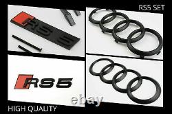 Audi Rs5 Matt Black Set Kit Of Rings Before Badge Grid Boot LID Trunk Emblem