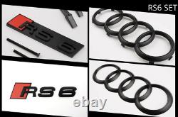 Audi Rs6 Black Matt Set Kit Of Rings Front Badge Grid Safe LID