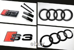 Audi S3 Black Gloss Set Kit Of Rings Before Badge Grid Lock Cover