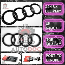 Audi S4 Black Brilliant Set Kit Front Ring Badge Grid Boot LID Trunk Emblem