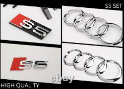 Audi S5 Chrome Set Kit Front Ring Badge Grille Chest LID