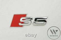 Audi S5 Chrome Set Kit Front Rings Badge Grid Lock Cover Emblem