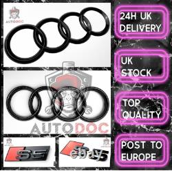 Audi S5 Gloss Black Set Kit Of Rings Before Badge Grid Boot LID Trunk Emblem