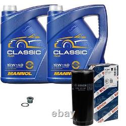 Bosch Inspection Kit Set 10L Mannol Classic 10W-40 for Audi A6 Avant S6