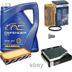 Bosch Inspection Kit Set 5L Mannol Defender 10W-40 for Audi A3 S3