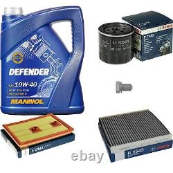 Bosch Inspection Kit Set 5L Mannol Defender 10W-40 for Audi A3 Sportback 1.4