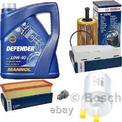 Bosch Inspection Kit Set 5L Mannol Defender 10W-40 for Audi A3 Sportback 2.0