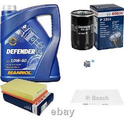 Bosch Inspection Kit Set 5L Mannol Defender 10W-40 for Audi A6 4A C4 2.6