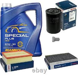 Bosch Inspection Kit Set 5L Mannol Special Plus 10W-30 for Audi A4 Cabriolet