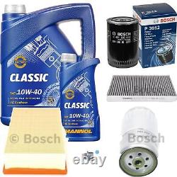 Bosch Inspection Kit Set 6L Mannol Classic 10W-40 for Audi 100 Avant 2.5