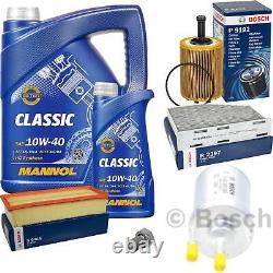 Bosch Inspection Kit Set 6L Mannol Classic 10W-40 for Audi A3 Sportback 2.0