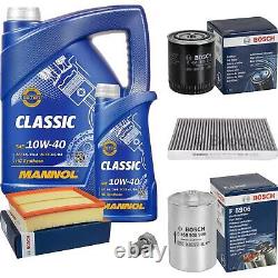 Bosch Inspection Kit Set 6L Mannol Classic 10W-40 for Audi A6 Avant 2.4