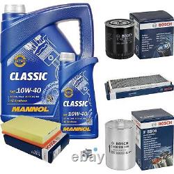 Bosch Inspection Kit Set 6L mannol Classic 10W-40 for Audi 80 Avant 8C B4