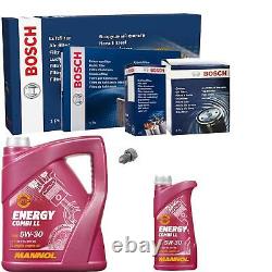 Bosch Inspection Kit Set 6l Mannol Energy Combi LL 5w-30 For Audi A3