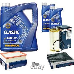 Bosch Inspection Kit Set 7L Mannol Classic 10W-40 for Audi A3 Sportback