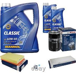 Bosch Inspection Kit Set 7L Mannol Classic 10W-40 for Audi Cabriolet 2.6 1.8