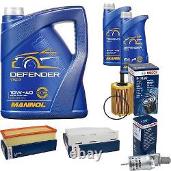 Bosch Inspection Kit Set 7L Mannol Defender 10W-40 for Audi A3 Sportback 2.0