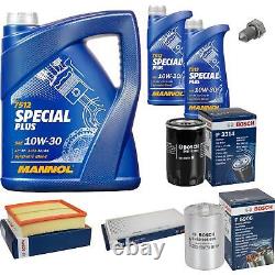 Bosch Inspection Kit Set 7L Mannol Special Plus 10W-30 for Audi A4 Avant