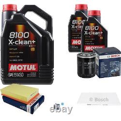Bosch Inspection Kit Set 7L Motul 8100 X-Clean + 5W-30 for Audi A6 2.6