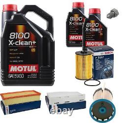 Bosch Inspection Kit Set 7L Motul 8100 X-Clean + 5W-30 for Audi Q3 2.0