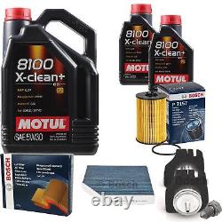 Bosch Inspection Kit Set 7L Motul 8100 X-Clean + 5W-30 for Audi Q5 2.0 Tdi