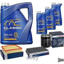 Bosch Inspection Kit Set 8L Mannol Classic 10W-40 for Audi A6 2.4 2.8