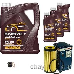 Bosch Inspection Kit Set 8L Mannol Energy Combi LL 5W-30 for Audi A4 Avant