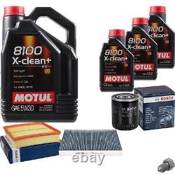 Bosch Inspection Kit Set 8L Motul 8100 X-Clean + 5W-30 for Audi A6 2.4