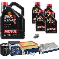 Bosch Inspection Kit Set 9L Motul 8100 X-Clean + 5W-30 for Audi A6 2.4