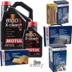 Bosch Inspection Set 6 L Motul 8100 X-Clean + 5W-30 for Audi A6 Avant 2.0 TFSI