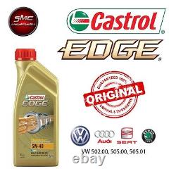 Castrol Edge 5W40 Engine Oil Maintenance Kit 5L with 4 Filters for Audi A4 B7 2.0 TDI