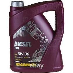 Engine Oil 10l Mannol Diesel Tdi 5w-30 + Mann-filter Audi A4 Cabriolet 8h7