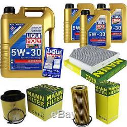 Filter Set Kit + 5w30 Engine Oil For Volkswagen Vw Audi A5 Cabriolet 8f7 A4