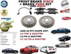 For Audi A5 Coupé 2007-2012 Brake Front Discs Set + Skates Kit + Wire Sensor